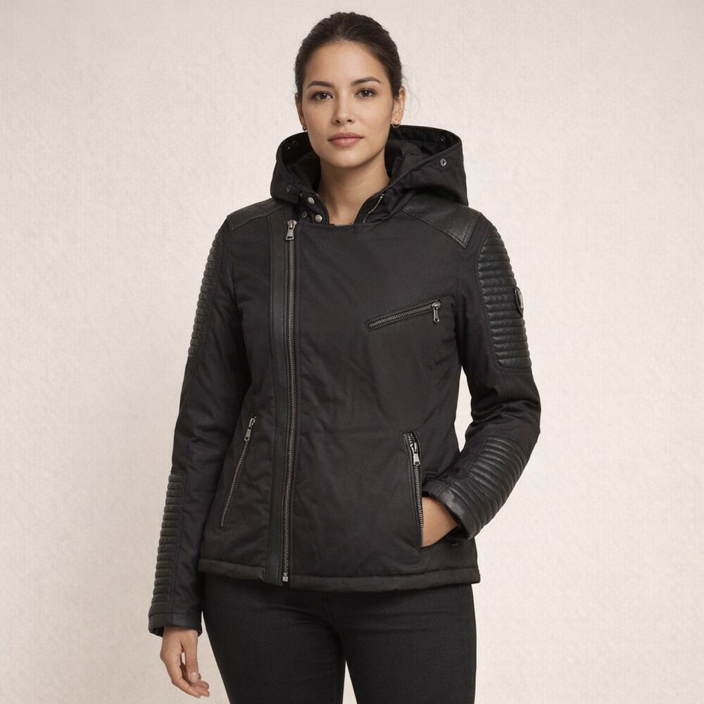 Ventiuno Biker Jacket Size Large Leather/Polyester Black